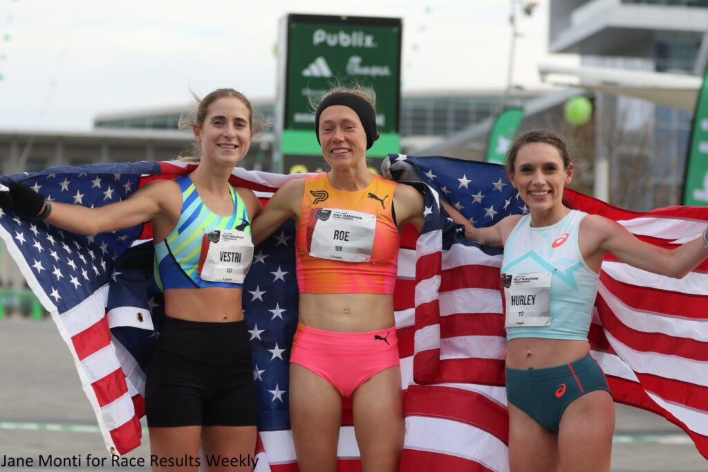 Roe Taylor Vestri Hurley Flags USATF Half Marathon Championships 2025 Jane Monti With Credit